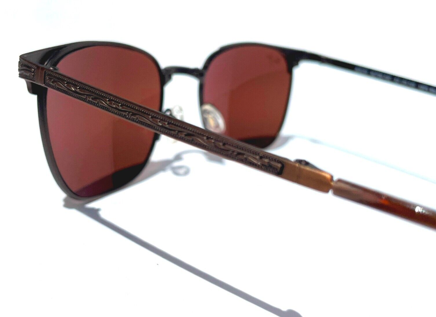 Pre-owned Maui Jim Stillwater Gold Engraved Polarized Bronze Folding Sunglass H706-16c In Brown