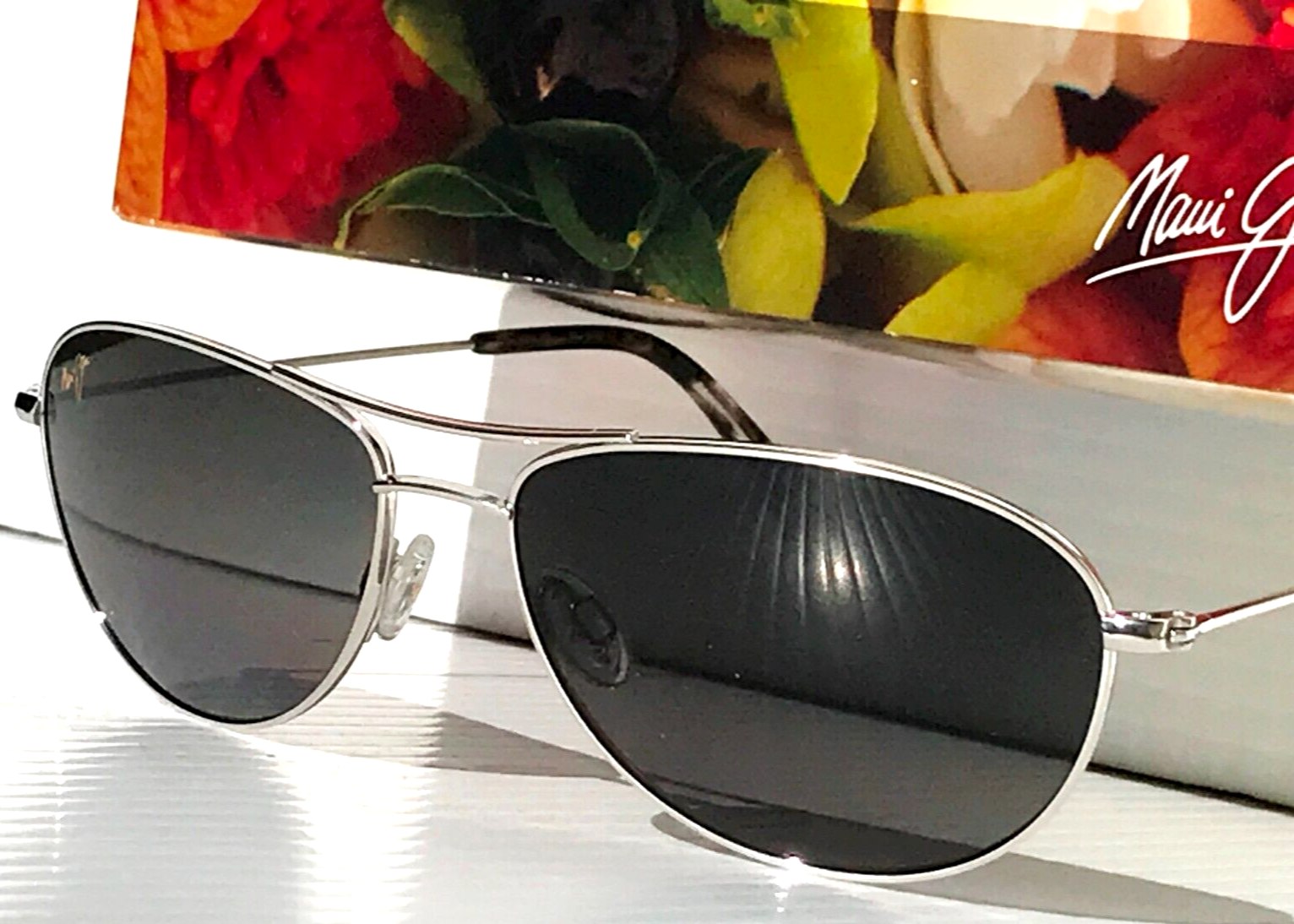 Pre-owned Maui Jim Baby Beach Silver Polarized Grey Lens Sunglass Gs245-17 In Gray