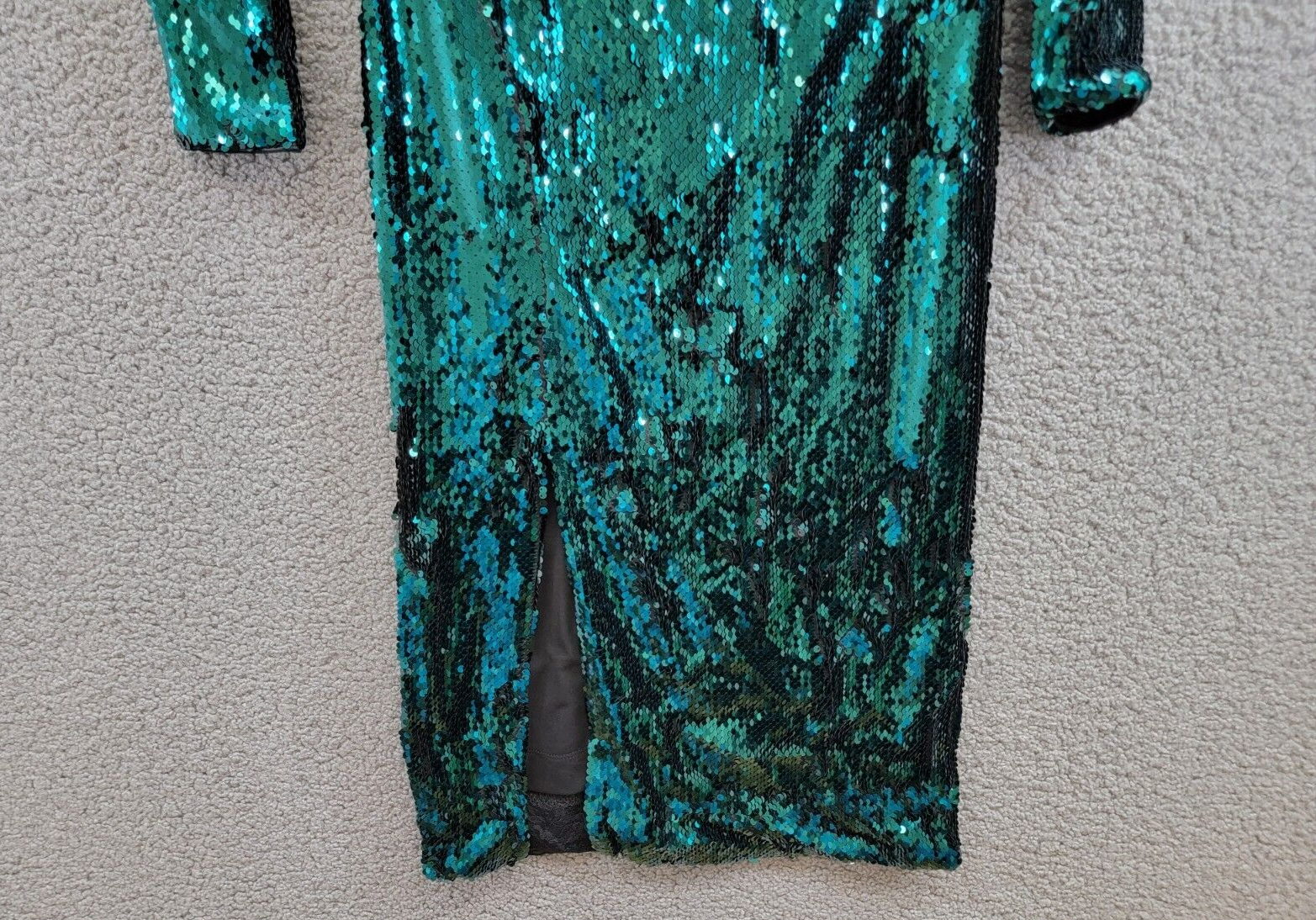 Dress the Population Natalie Sequin Long Sleeve Midi Dress Women's S Emerald - Picture 4 of 16