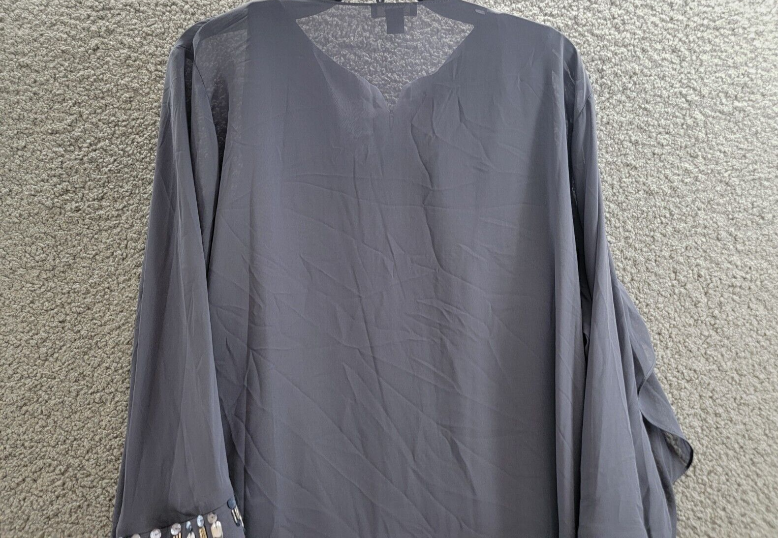 SLNY Sheath Dress & Sheer Jacket Set Women's 16 Steel Embellished Zip Closure - Picture 12 of 20