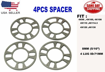 4PC UNIVERSAL WHEEL SPACER FIT 4x98 4X100 4X108 4x110 4X114.3 4X120 8MM (5/16 ) 