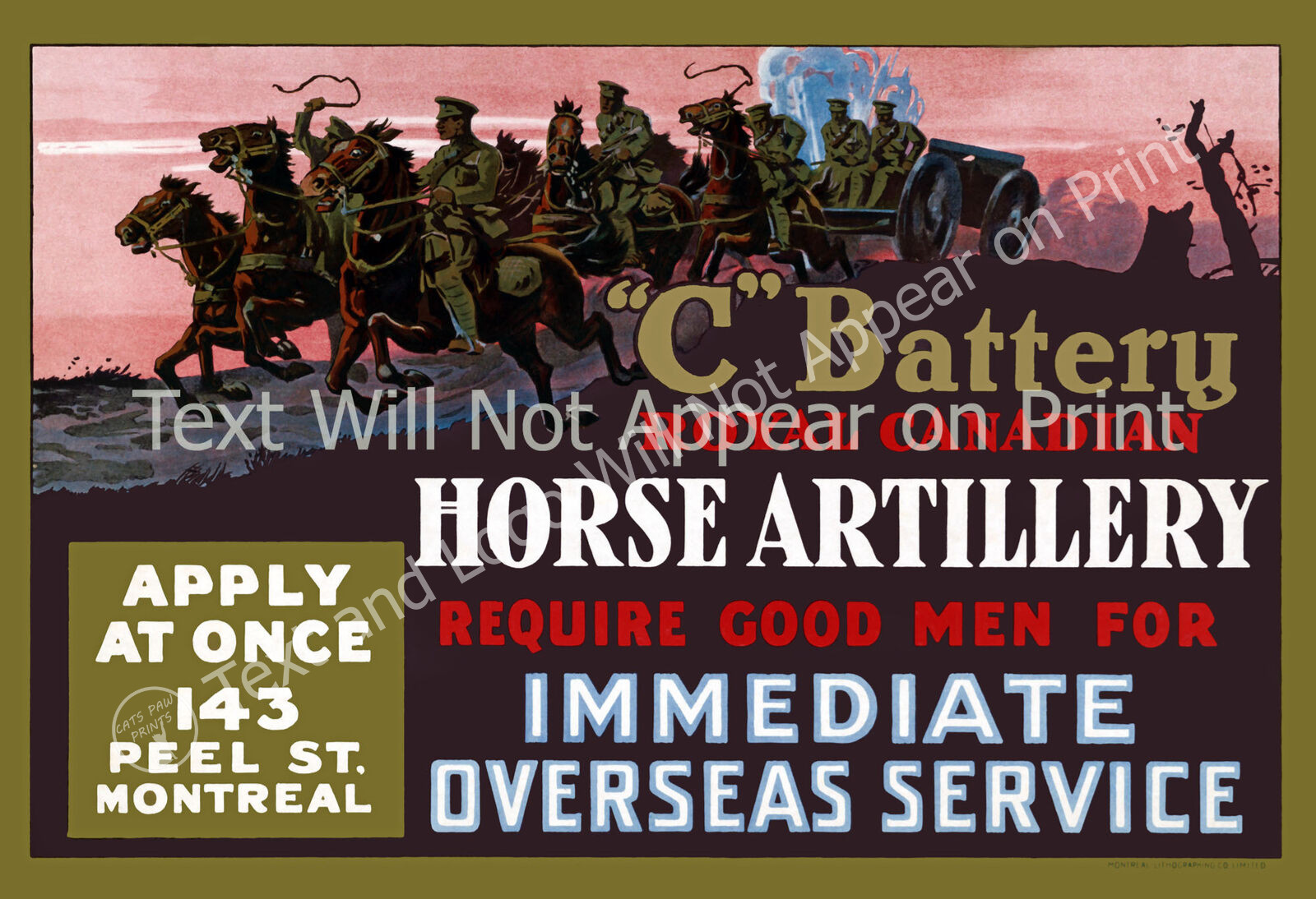 1914-1918 Royal Canadian Horse Artillery Poster Art Print 13