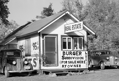 1940 Real Estate Office, Central Valley, CA Old Photo 13" x 19" Reprint