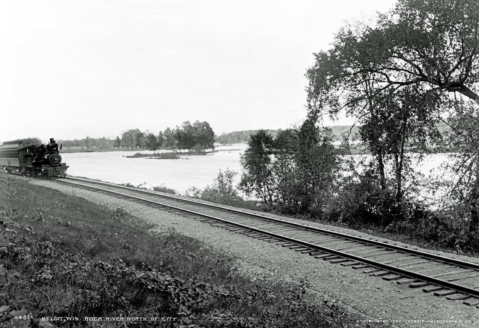 1898 Rock River, North of Beloit, Wisconsin Vintage Old Photo 13" x 19" Reprint