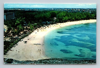 Aerial View Paradise Beach Clear Blue Waters Nassau Bahamas Vintage Postcard