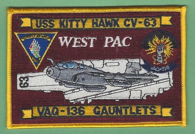 CV-63 USS KITTY HAWK WESTPAC CRUISE VAQ-136 GAUNTLETS PATCH 