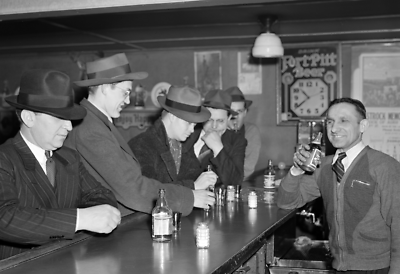 1935-1942 Men in a Bar Room Old Photo 13" x 19" Reprint
