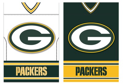 Двухсторонний вертикальный командный флаг Green Bay Packers из замшевой фольги размером 29 x 43 дюйма