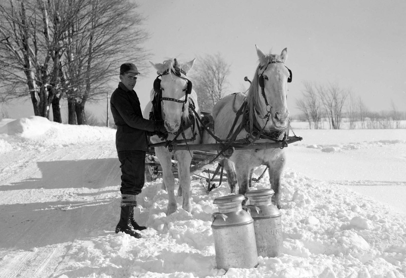 1937 Loading Milk Cans, Oswego County, New York Old Photo 13" x 19" Reprint