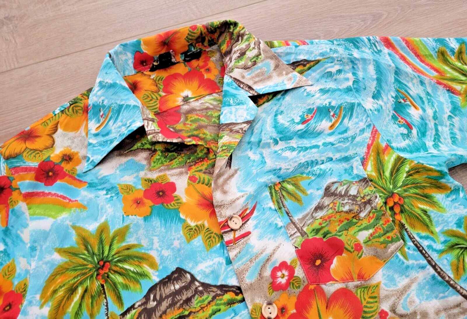 Vintage 60s 70s JC Penny Towncraft Hawaiian Shirt Hibiscus