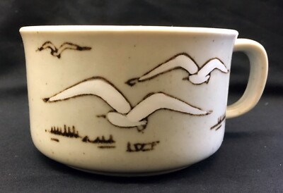 New Labels Otagiri Seagull Soup Mug Stoneware Japan Hand Painted Vintage