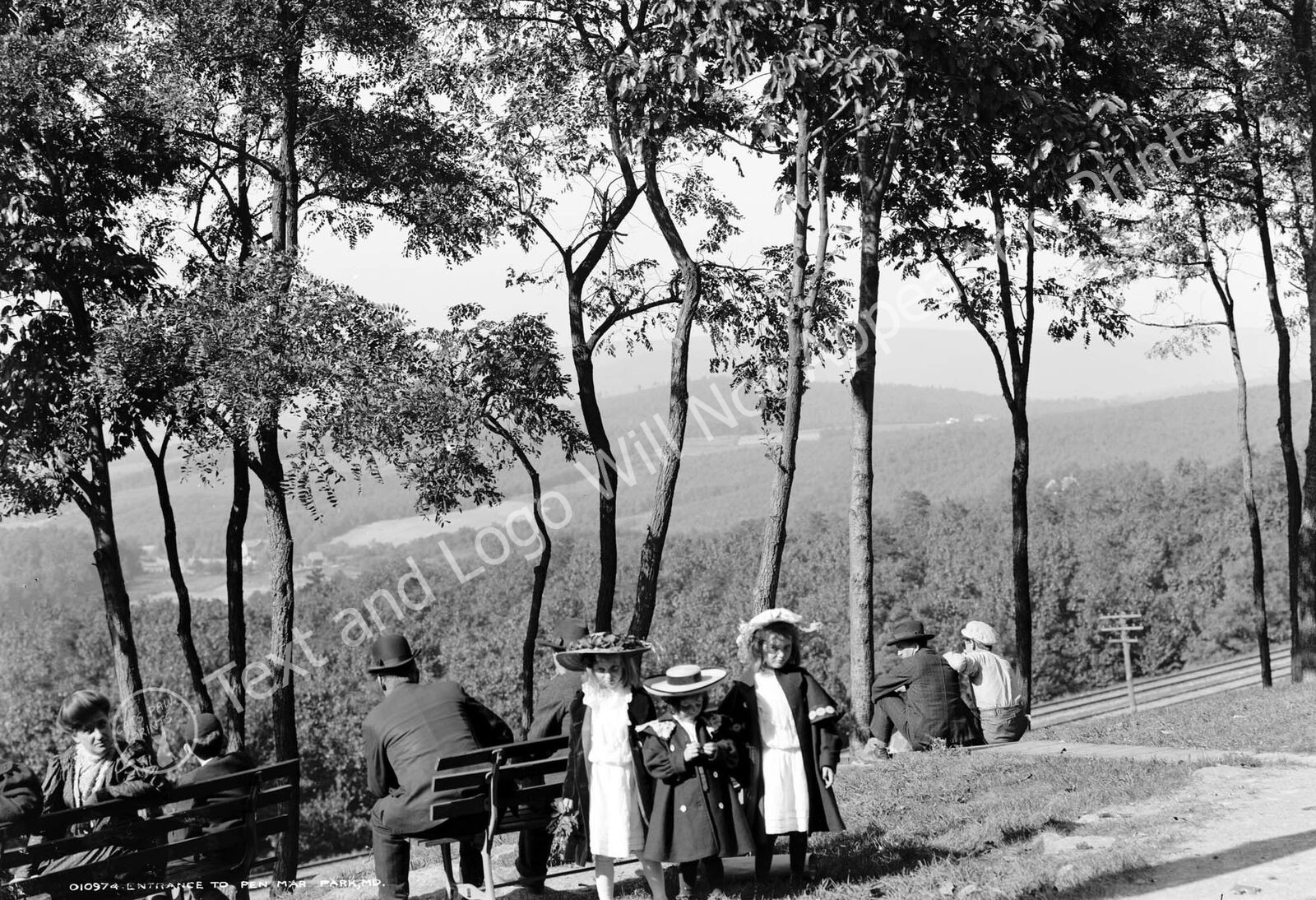 1906 Pen Mar Park, Maryland Vintage Old Photo 13" x 19" Reprint