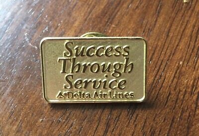Vintage Delta Air Lines  Success Through Service  Metal Gold Tone Lapel Pin