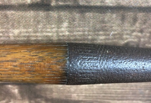 Vtg  Hard Wood Shaft Iron (L) Golf Club Leather Grip