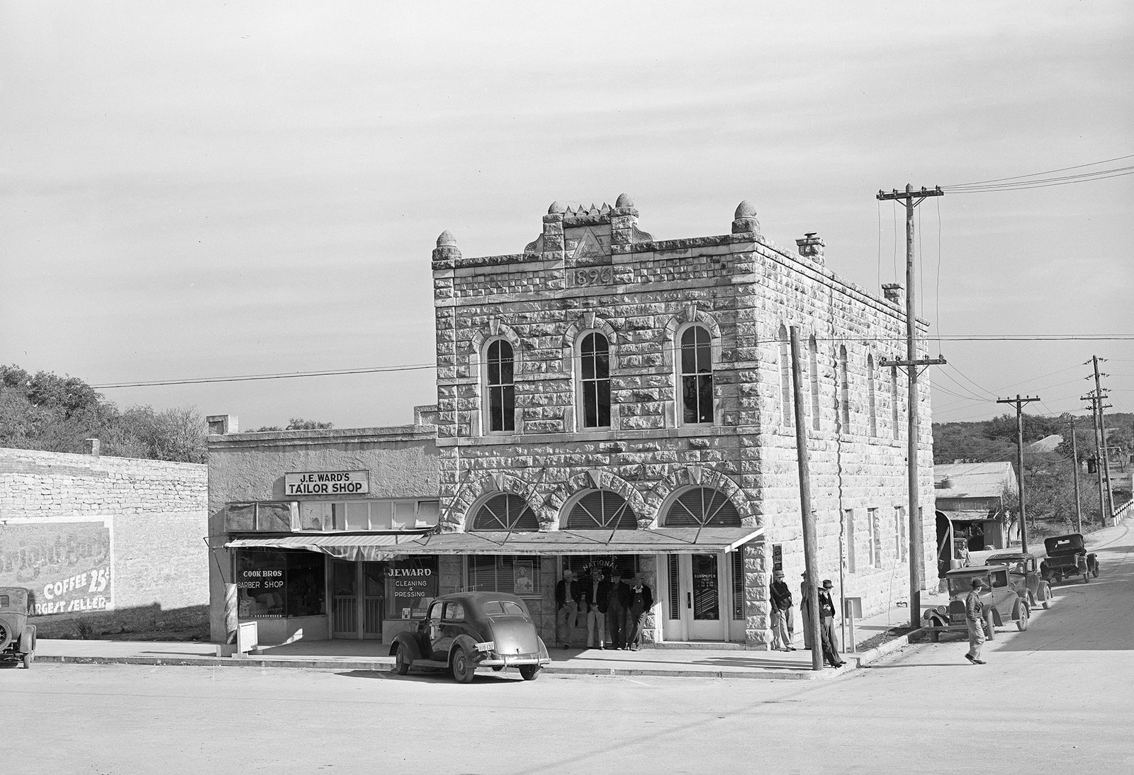 1939 Bank on Street Corner, Glen Rose, Texas Vintage Old Photo 13" x 19" Reprint