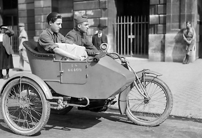 1918 Boy Scouts on Motorcycle For Red Cross Old Photo 13" x 19" Reprint