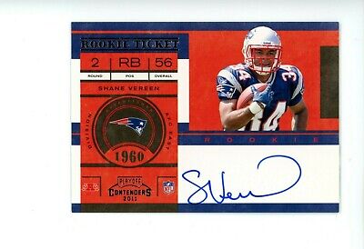 2011 PLAYOFF CONTENDERS SHANE VEREEN #217 ROOKIE TICKET ON CARD AUTO PATRIOTS. rookie card picture