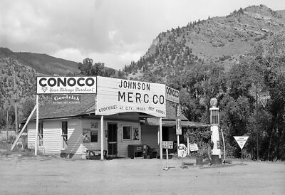 1940 Barber Shop & Grocery, Cimarron, CO Old Photo 13" x 19" Reprint