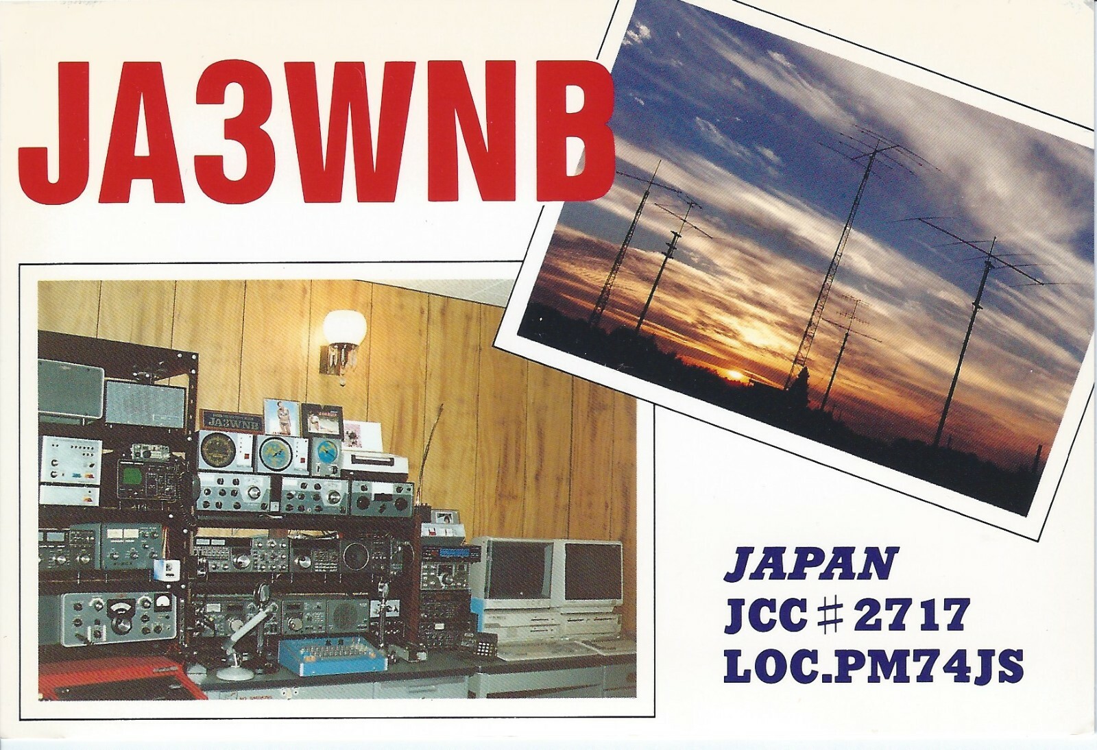 Vintage JA3WNB Takasago Hyogo Japan 1989 Amateur Radio QSL
