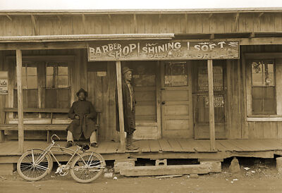 1939 Barber Shop, Colp, Illinois Old Photo 13" x 19" Reprint