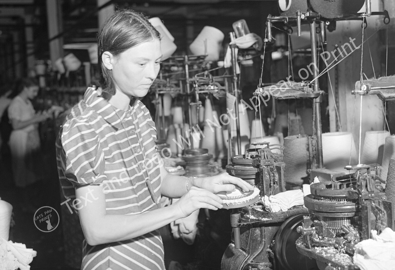 1941 Textile Mill Worker, Union Point, Georgia Old Photo 13" x 19" Reprint