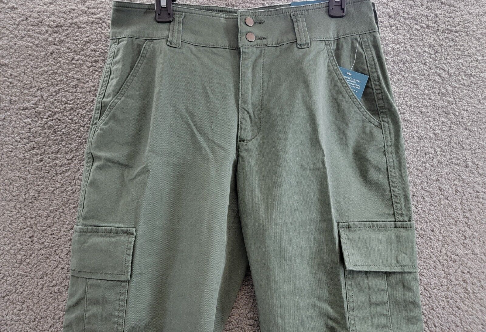 JAG High Rise Stretch Slim Tapered Leg Cargo Pants Women's 12/27 Sage Button Zip - Picture 3 of 18