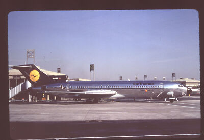 Dupe 35mm airline slide Lufthansa 727-200 bare metal D-ABCI