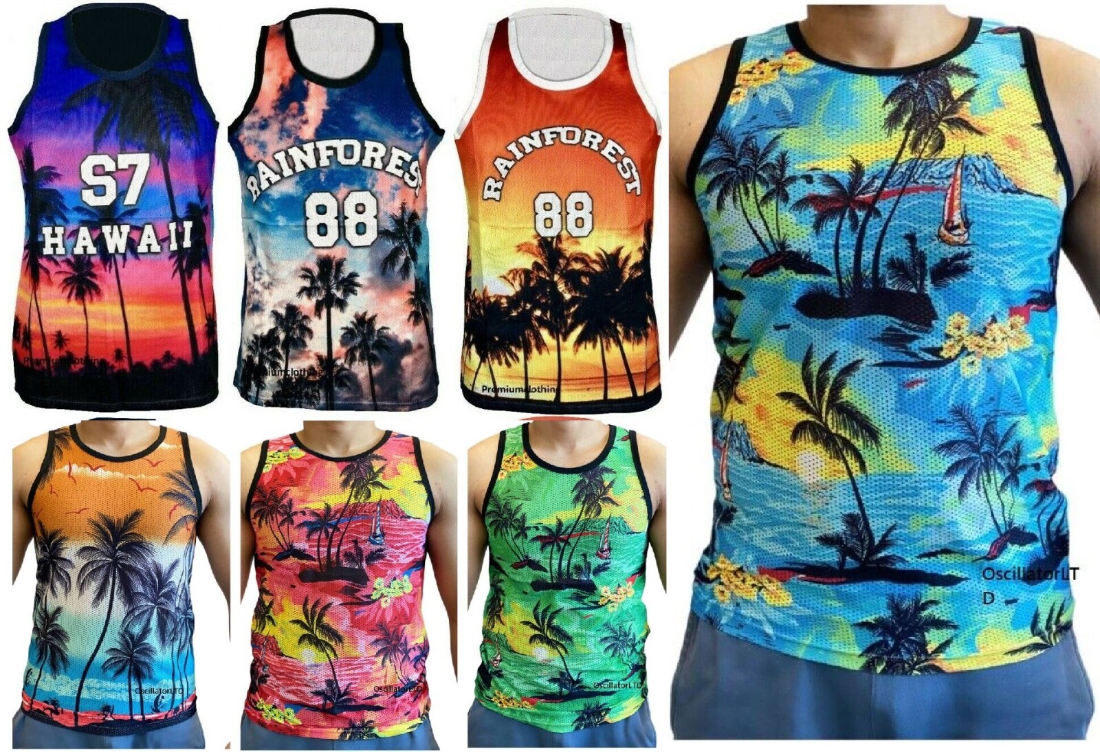 Men Beach Tank Tops,Summer Hawaiian Shirt For