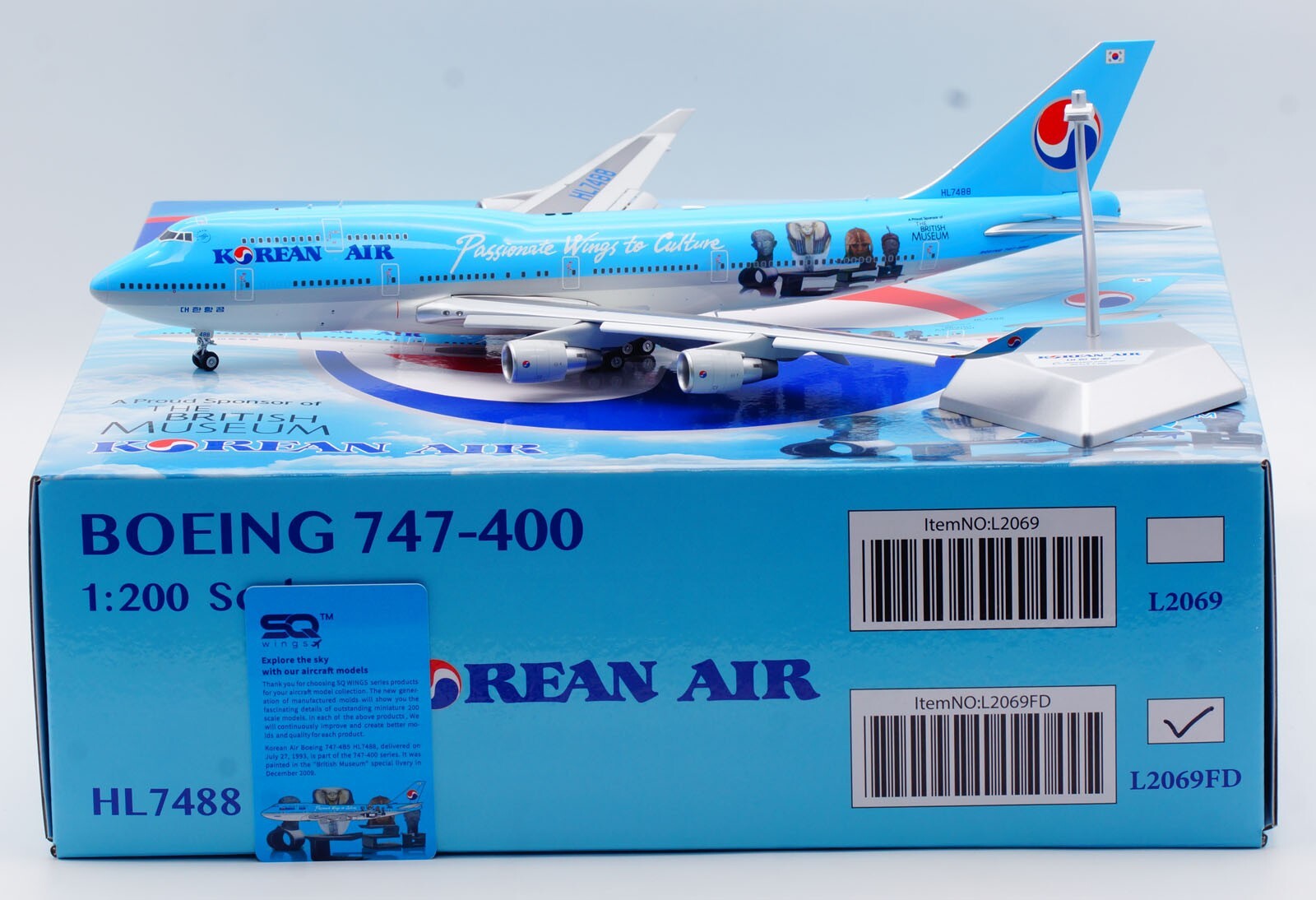 SQ Wings 1:200 Korean Air Boeing 747-400 Diecast Aircraft