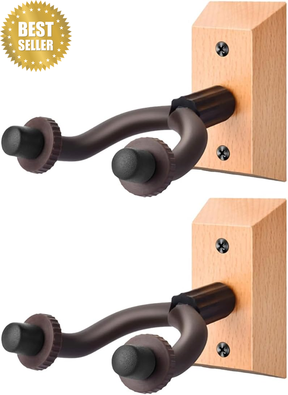 Wood & Metal Guitar Wall Hook, 4×1×4.3In Universal Hanger – Secure Holder for Fo