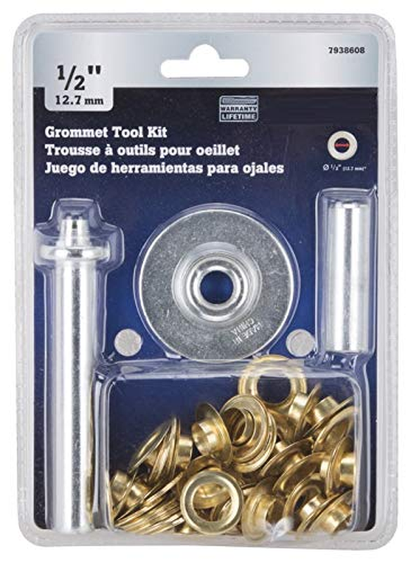 Edward Tools Grommet Kit 1/2” - Heavy Duty Brass Eyelet Grommets for Tarps, Fabr