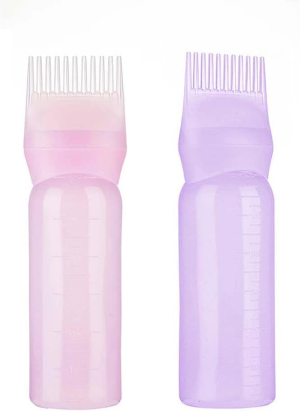 2PCS Root Comb Applicator Bottle, Plastic Squeeze Hair Coloring Dye Root Comb wi
