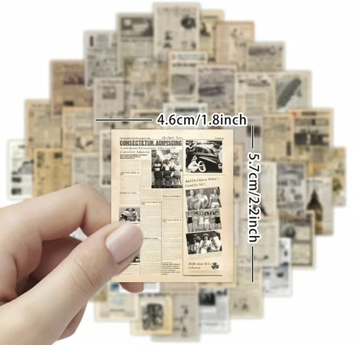 10pcs Small Vintage/Graffiti Newspaper Stickers.  Scrapbooking, Journaling