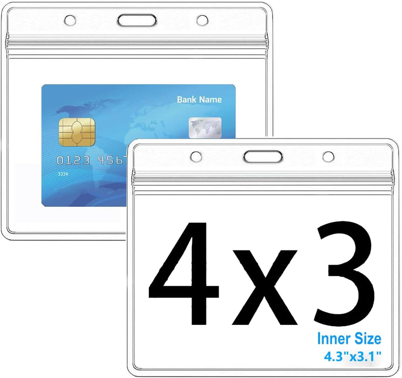 6Packs Extra Thick Horizontal ID Card Name Tag Badge Holder with Waterproof Type
