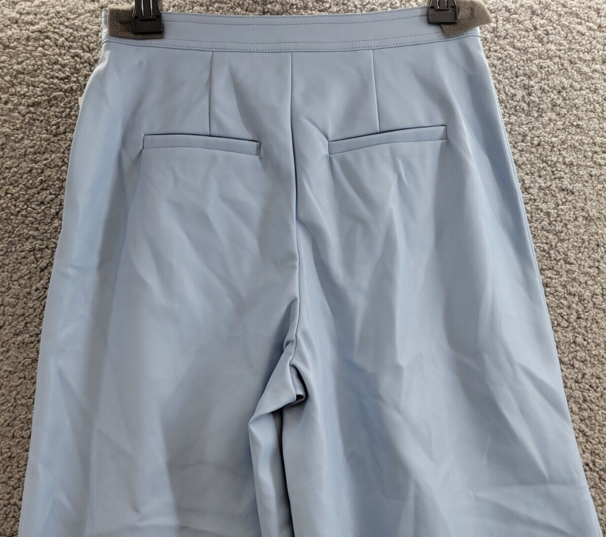Avec Les Filles Double Front-Zip Wide-Leg Faux-Leather Pants Womens 4 Slate Blue - Picture 12 of 17
