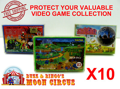 10X NINTENDO FAMICOM MEDIUM CIB GAME - CLEAR PLASTIC PROTECTIVE BOX - READ! 