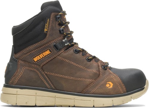 Pre-owned Wolverine Unisex-adult Rigger Wpf Composite-toe Mid Wedge Construction Boot In Summer Brown