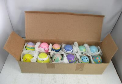 Lillian Vernon #002937 (12) Easter Eggs Handcrafted & Handpainted in Box - NEW