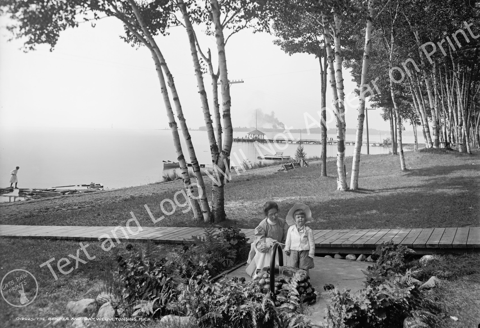 1906 The Birches and the Bay, Wequetonsing, MI Old Photo 13" x 19" Reprint