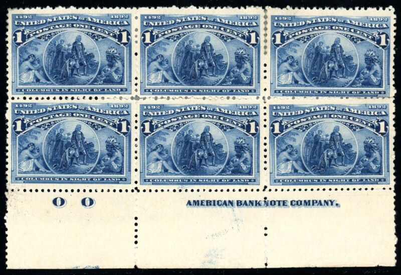 Usastamps Unused Vf Us 1893 Columbian Expo Block Scott 230 Og Mhr Scv $450