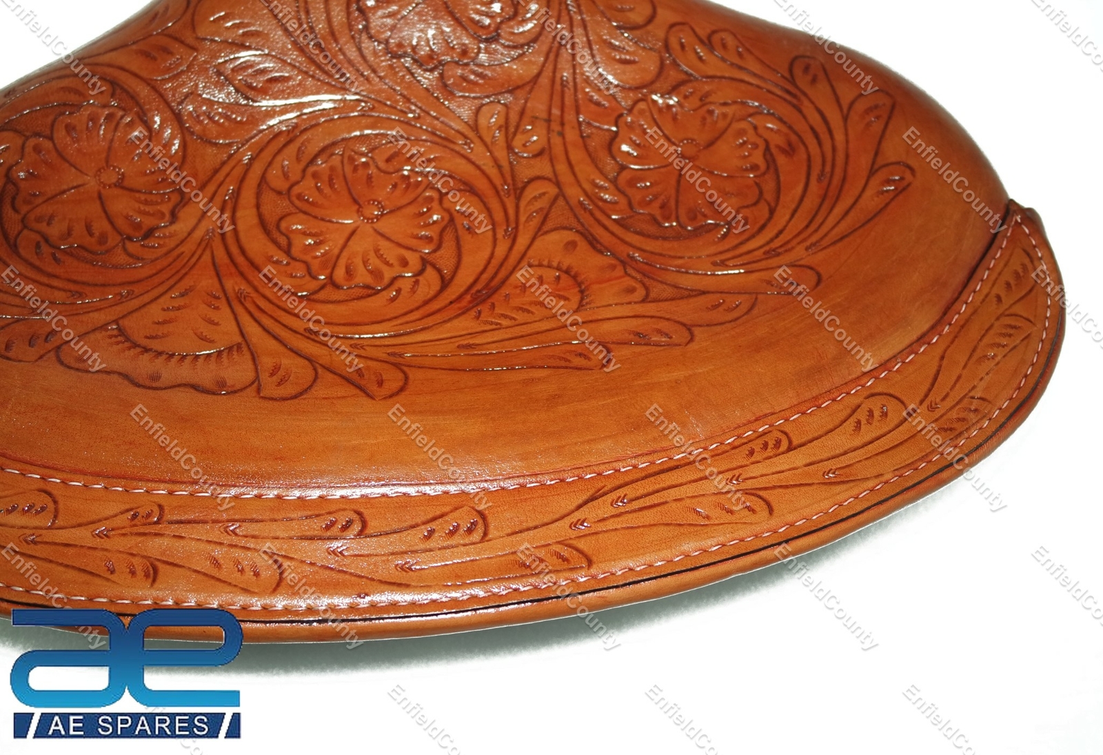 For HARLEY WLA WLC VL WL Knucklehead Brown Leather Flower carved Solo Seat 