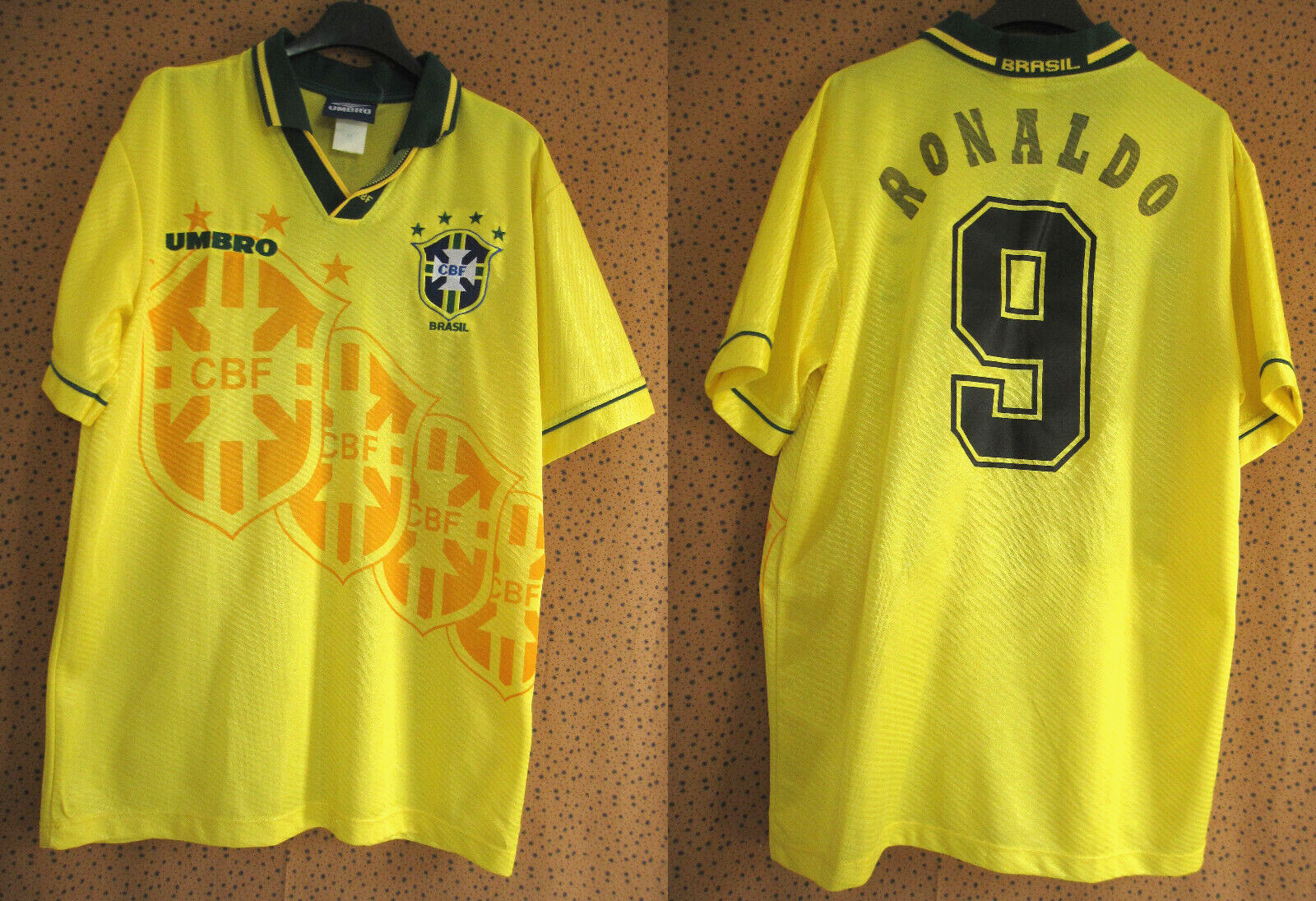 Maillot Bresil Umbro Ronaldo #9 Brasil 1994 Oldschool Jersey