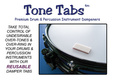 TONE TABS - DRUM DAMPER, MUFFLER, DAMPENER, CONTROLS OVER RING & OVER TONES