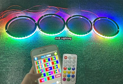 4PCS 8'' Remote APP Dream CHASING FLOW LED Universsal Spacer Speaker Rings Lights