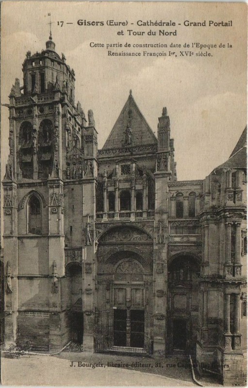 Cpa Gisors Cathedrale - Grand Portail Et Tour Du Nord (1160614)