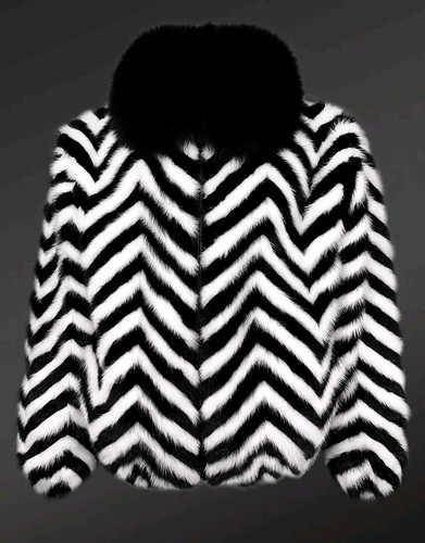 Pre-owned Handmade Man's Real Mink Fur Golden Black Zic Zac Design Jacket Coat All Sizes Pre Sale