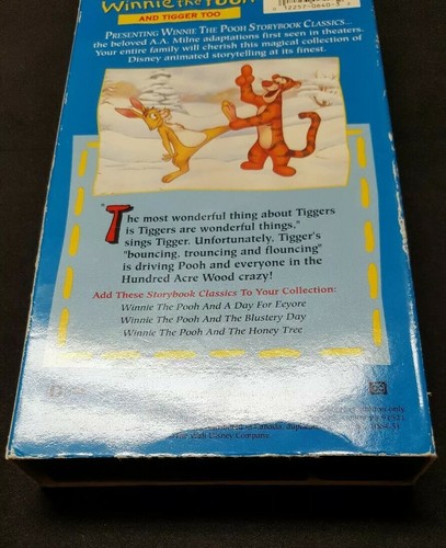Disney Winnie The Pooh And Tigger Too Storybook Classics VHS Cassette Tape