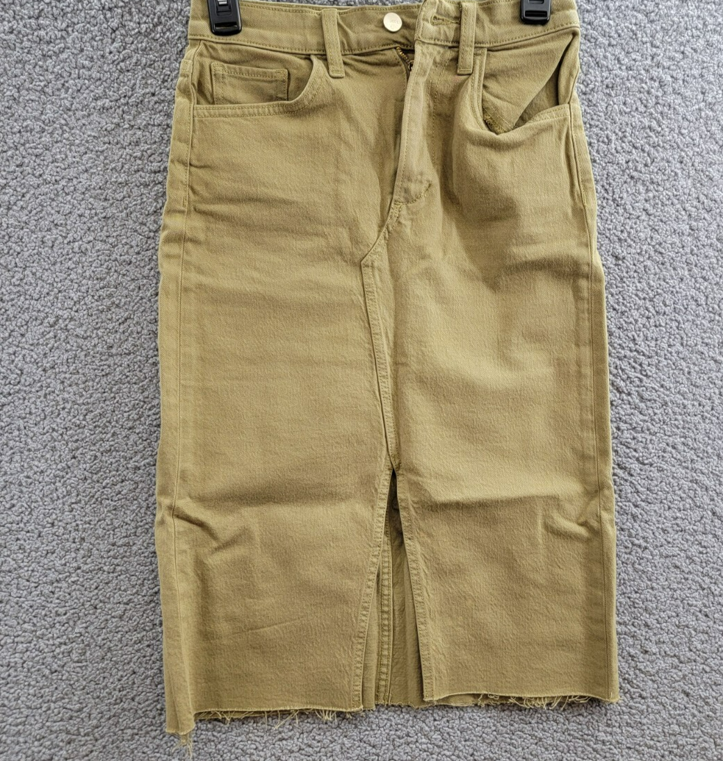 Joe's Jeans the Joplin Slit Denim Skirt Women's 24 Gothic Olive Solid Button Zip - Picture 2 of 16