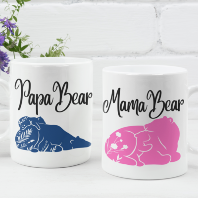 Mama Bear Papa Bear Set Two Mugs Mum Dad Mug Joint Gift Set