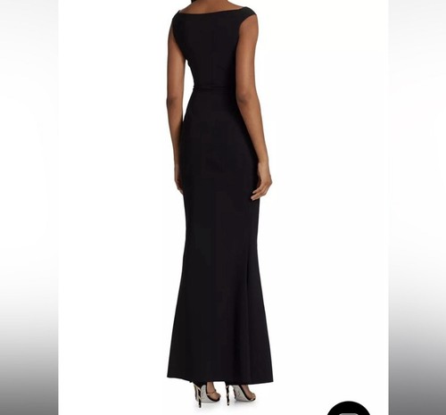 Pre-owned Chiara Boni La Petite Robe Silveria Ruffle Peplum Maxi Gown In Black